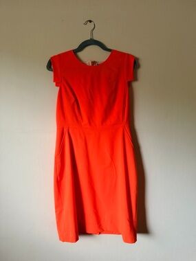 J. Crew Classic Cap-Sleeve Orange Sheath Dress Tollegno 1900 Italian Wool